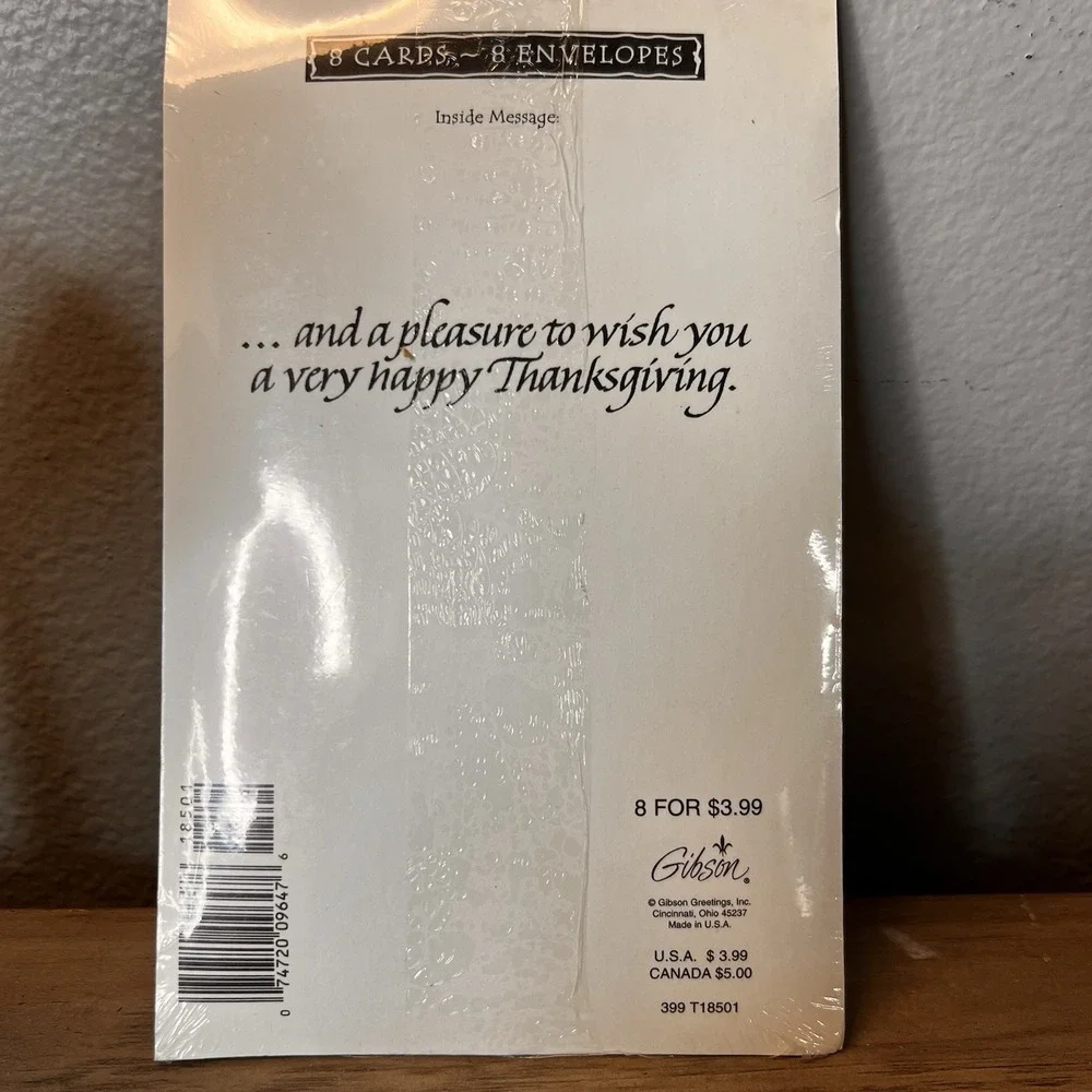Vintage Gibson Business Thanksgiving Cards Pack of 8 New Sealed 
